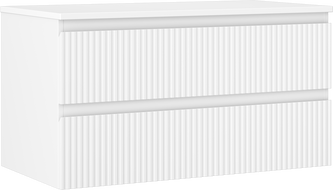 Mexen Rivel 90 cm under-sink bathroom cabinet with countertop, 2 drawers, grooved, matte white - 91A20-09047-2-BFFC01