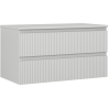 Mexen Rivel 90 cm Vanity Bathroom Cabinet with Countertop, 2 Drawers, Fluted, Matte Gray - 91A20-09047-2-BFFC62