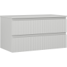 Mexen Rivel bathroom cabinet under sink 90 cm with countertop, 2 drawers, fluted, matte gray - 91A20-09047-2-BFFC62