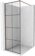 Mexen Kioto shower screen 90 x 200 cm, Transparent/Black pattern 8 mm, Rose gold - 800-090-101-60-77