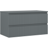 Mexen Rivel bathroom vanity cabinet 90 cm with countertop, 2 drawers, grooved, matte graphite - 91A20-09047-2-BFFC66