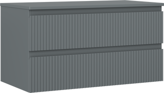 Mexen Rivel bathroom vanity cabinet 90 cm with countertop, 2 drawers, grooved, matte graphite - 91A20-09047-2-BFFC66