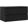 Mexen Rivel 90 cm under-sink bathroom cabinet with countertop, 2 drawers, grooved, black matte - 91A20-09047-2-BFFC71