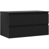 Mexen Rivel bathroom cabinet 90 cm with countertop, 2 drawers, grooved, matte black - 91A20-09047-2-BFFC71