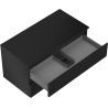 Mexen Rivel 90 cm under-sink bathroom cabinet with countertop, 2 drawers, grooved, black matte - 91A20-09047-2-BFFC71