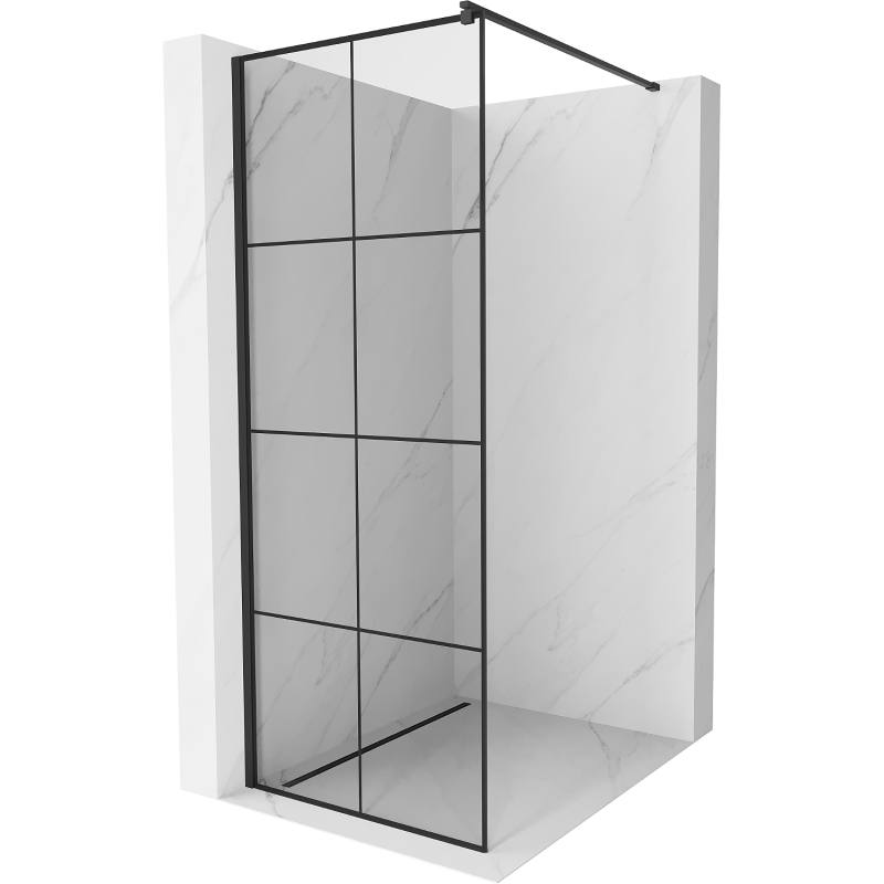 Mexen Kioto Walk-in Shower Screen 80 x 200 cm, Black Grid 8 mm, Black - 800-080-101-70-77
