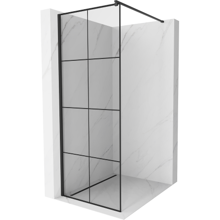 Mexen Kioto Walk-in Shower Wall 80 x 200 cm, Black Grid 8 mm, Black - 800-080-101-70-77