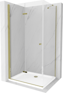 Mexen Lima folding shower cabin 70 x 100 cm, transparent, gold + Flat shower tray - 856-070-100-50-00-4010