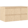 Mexen Rivel bathroom cabinet under-sink 90 cm with countertop, 2 drawers, grooved, oak - 91A20-09047-2-BFFC81