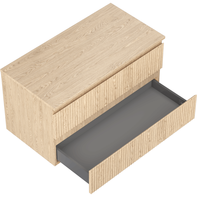 Mexen Rivel bathroom cabinet under-sink 90 cm with countertop, 2 drawers, grooved, oak - 91A20-09047-2-BFFC81