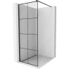 Mexen Kioto Walk-in Shower Wall 90 x 200 cm, Black Grid 8 mm, Black - 800-090-101-70-77