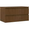 Mexen Rivel bathroom cabinet under the sink 90 cm with countertop, 2 drawers, fluted, walnut - 91A20-09047-2-BFFC86