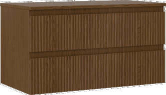 Mexen Rivel bathroom cabinet under the sink 90 cm with countertop, 2 drawers, fluted, walnut - 91A20-09047-2-BFFC86