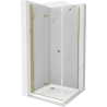 Mexen Lima folding shower cabin 80 x 80 cm, transparent, gold + Flat tray - 856-080-080-50-00-4010