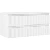 Mexen Rivel 100 cm bathroom vanity cabinet with countertop, 2 drawers, fluted, matt white - 91A20-10047-2-BFFC01