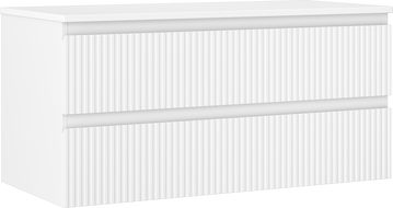 Mexen Rivel 100 cm bathroom vanity cabinet with countertop, 2 drawers, fluted, matt white - 91A20-10047-2-BFFC01