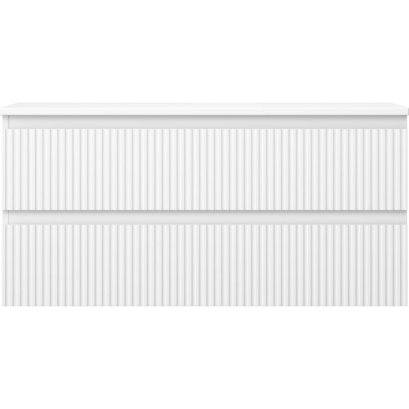 Mexen Rivel bathroom cabinet for sink 100 cm with countertop, 2 drawers, fluted, white matte - 91A20-10047-2-BFFC01