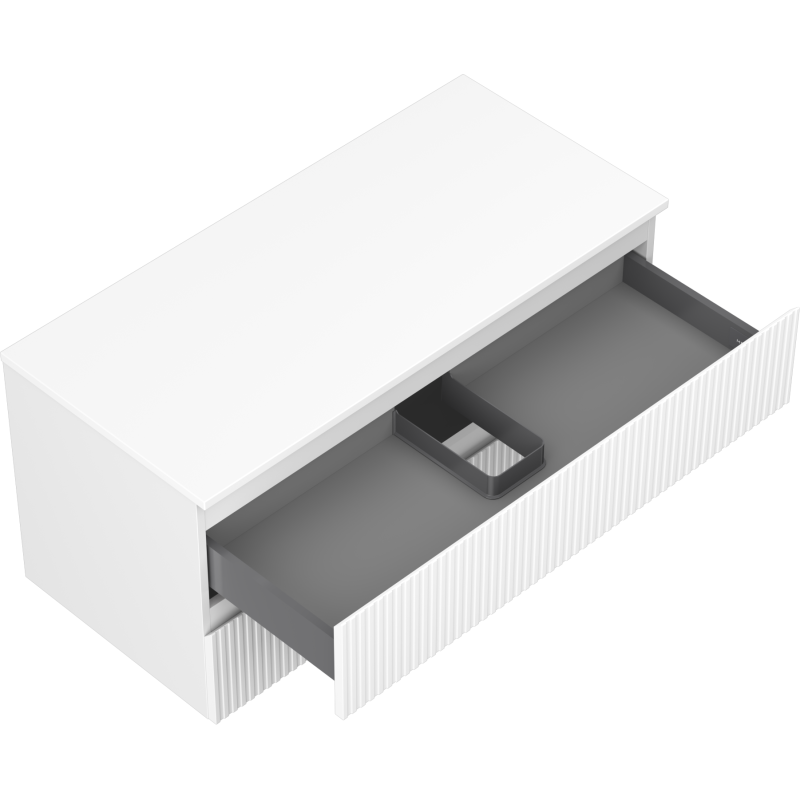 Mexen Rivel bathroom cabinet for sink 100 cm with countertop, 2 drawers, fluted, white matte - 91A20-10047-2-BFFC01