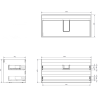 Mexen Rivel 100 cm Under-Sink Bathroom Cabinet with Countertop, 2 Drawers, Ribbed, Matte Gray - 91A20-10047-2-BFFC62
