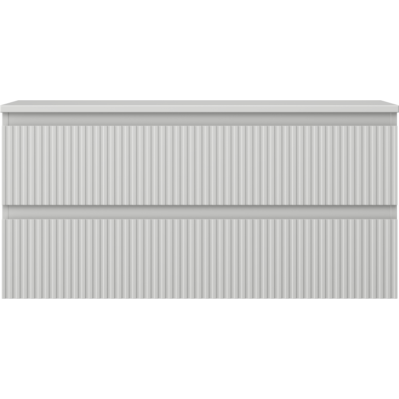 Mexen Rivel 100 cm bathroom cabinet with countertop, 2 drawers, grooved, matte grey - 91A20-10047-2-BFFC62