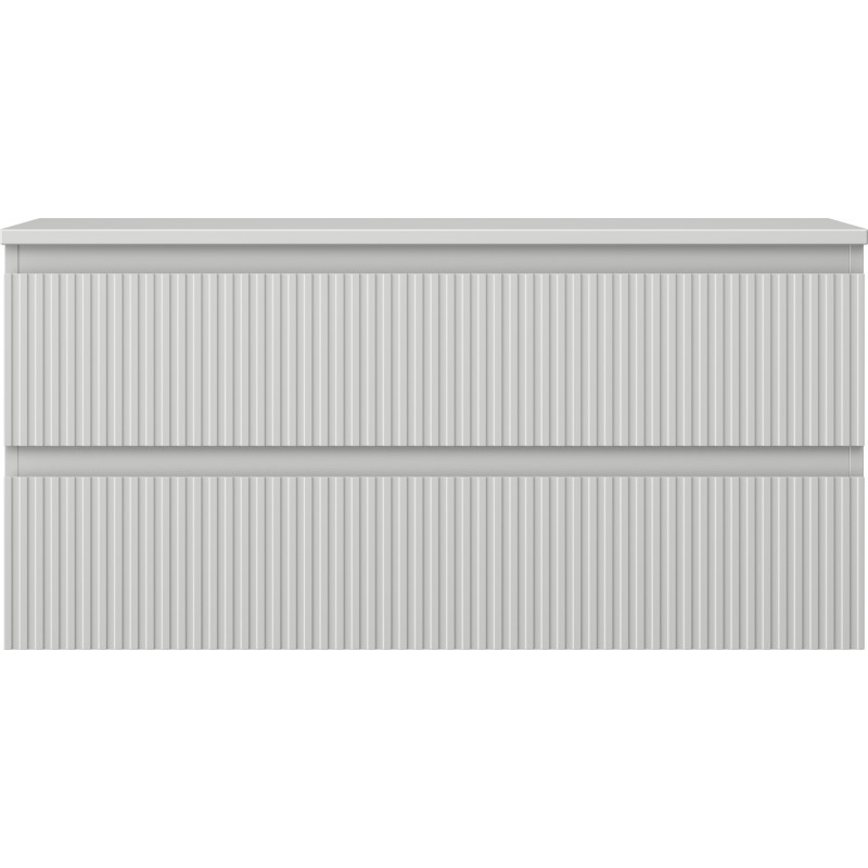 Mexen Rivel 100 cm Under-Sink Bathroom Cabinet with Countertop, 2 Drawers, Ribbed, Matte Gray - 91A20-10047-2-BFFC62