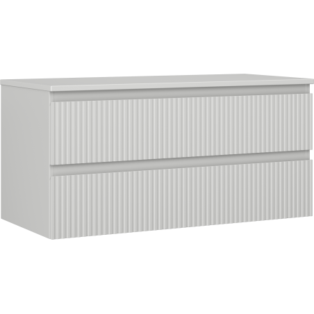 Mexen Rivel 100 cm Under-Sink Bathroom Cabinet with Countertop, 2 Drawers, Ribbed, Matte Gray - 91A20-10047-2-BFFC62