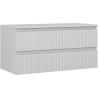 Mexen Rivel 100 cm Under-Sink Bathroom Cabinet with Countertop, 2 Drawers, Ribbed, Matte Gray - 91A20-10047-2-BFFC62