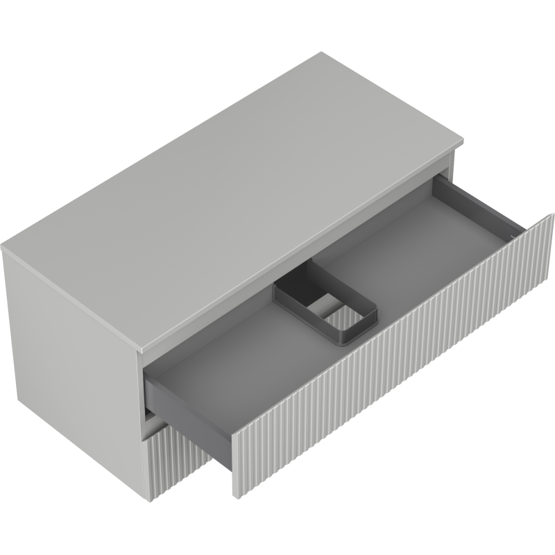 Mexen Rivel 100 cm bathroom cabinet with countertop, 2 drawers, grooved, matte grey - 91A20-10047-2-BFFC62