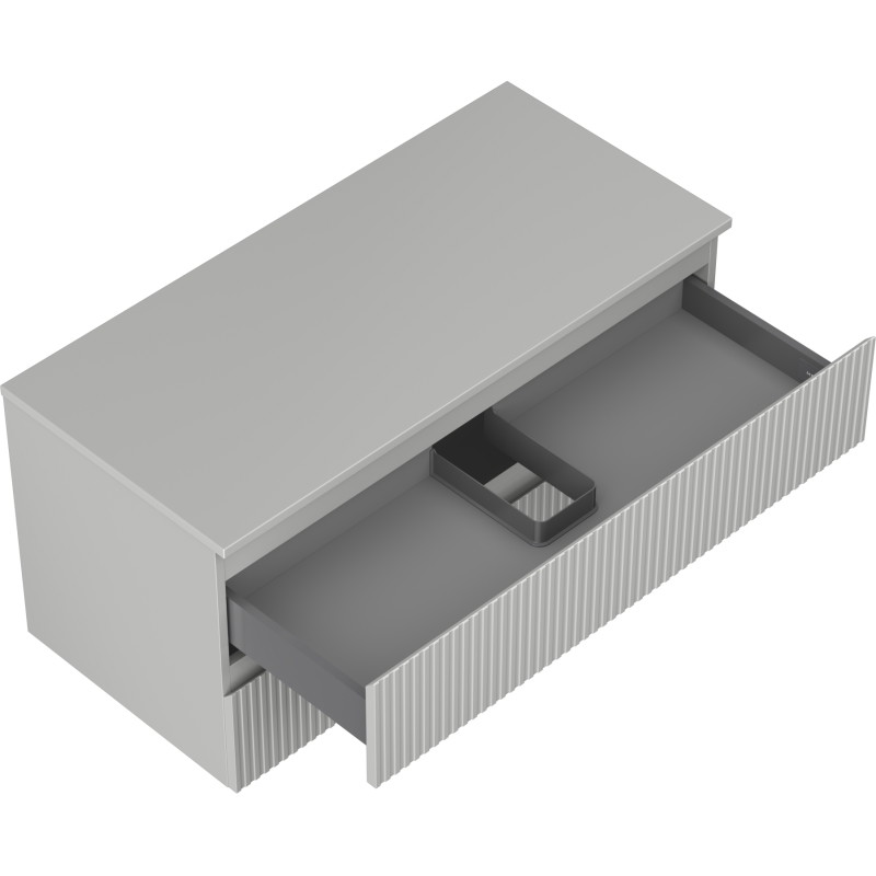 Mexen Rivel 100 cm Under-Sink Bathroom Cabinet with Countertop, 2 Drawers, Ribbed, Matte Gray - 91A20-10047-2-BFFC62