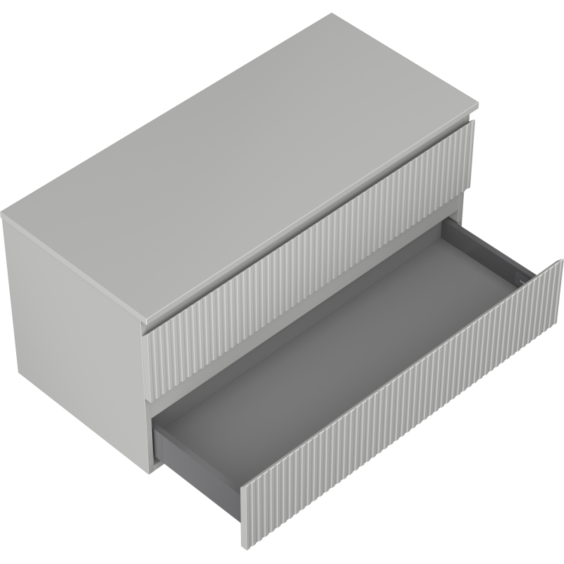 Mexen Rivel 100 cm bathroom cabinet with countertop, 2 drawers, grooved, matte grey - 91A20-10047-2-BFFC62