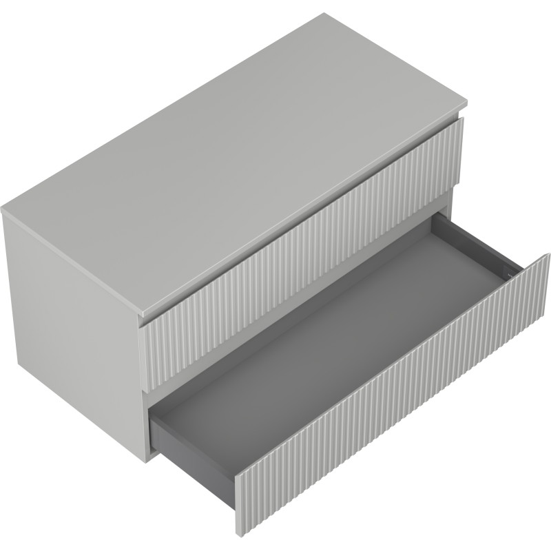 Mexen Rivel 100 cm Under-Sink Bathroom Cabinet with Countertop, 2 Drawers, Ribbed, Matte Gray - 91A20-10047-2-BFFC62