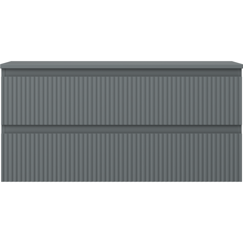 Mexen Rivel bathroom cabinet 100 cm with countertop, 2 drawers, grooved, matte graphite - 91A20-10047-2-BFFC66