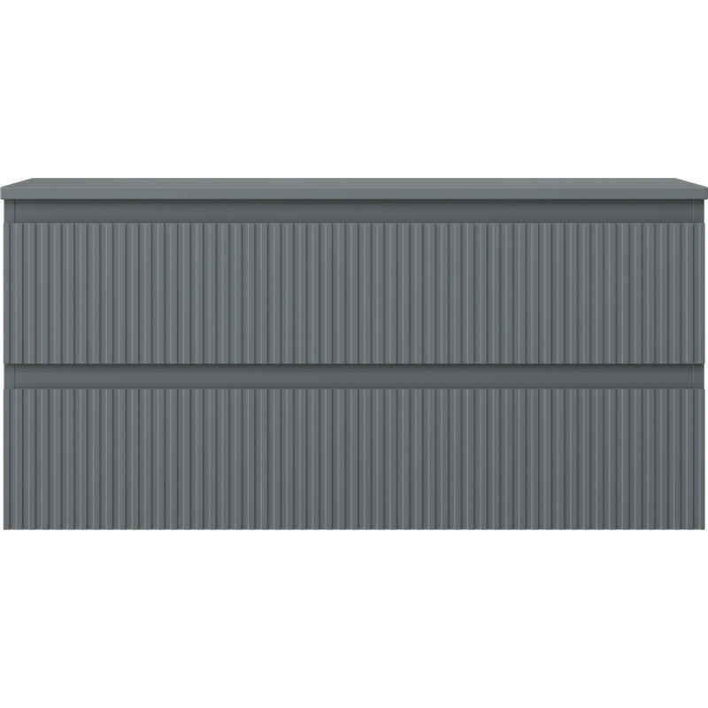 Mexen Rivel bathroom vanity cabinet 100 cm with countertop, 2 drawers, grooved, matte graphite - 91A20-10047-2-BFFC66