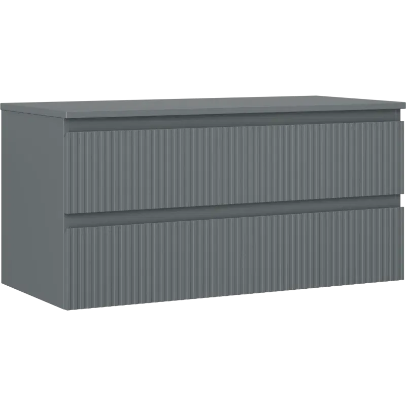 Mexen Rivel bathroom cabinet 100 cm with countertop, 2 drawers, grooved, matte graphite - 91A20-10047-2-BFFC66