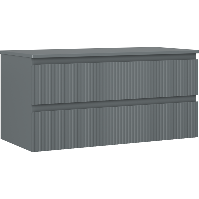 Mexen Rivel bathroom cabinet under the sink 100 cm with countertop, 2 drawers, grooved, matte graphite - 91A20-10047-2-BFFC66