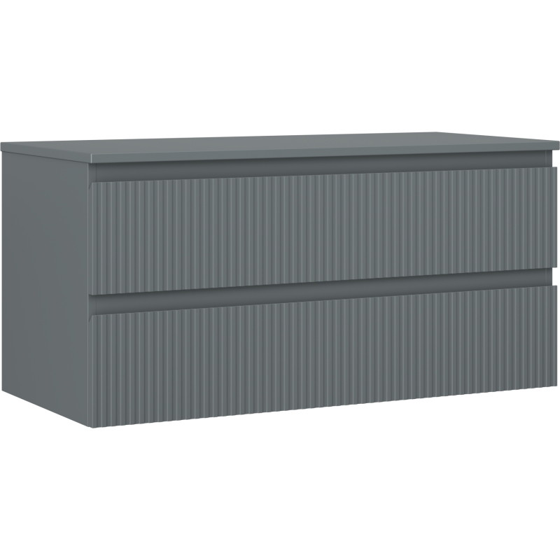 Mexen Rivel bathroom vanity cabinet 100 cm with countertop, 2 drawers, grooved, matte graphite - 91A20-10047-2-BFFC66