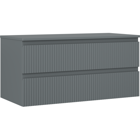 Mexen Rivel bathroom cabinet 100 cm with countertop, 2 drawers, grooved, matte graphite - 91A20-10047-2-BFFC66
