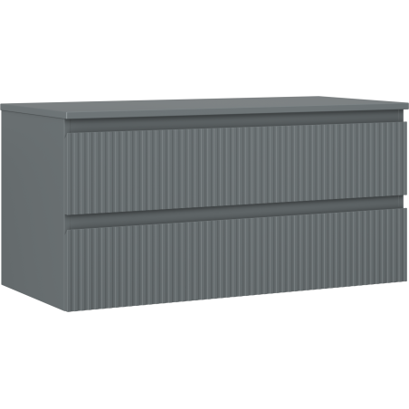 Mexen Rivel bathroom vanity cabinet 100 cm with countertop, 2 drawers, grooved, matte graphite - 91A20-10047-2-BFFC66