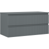 Mexen Rivel bathroom vanity cabinet 100 cm with countertop, 2 drawers, grooved, matte graphite - 91A20-10047-2-BFFC66