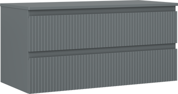 Mexen Rivel bathroom cabinet under the sink 100 cm with countertop, 2 drawers, grooved, matte graphite - 91A20-10047-2-BFFC66