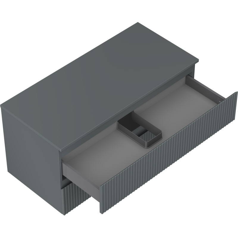 Mexen Rivel bathroom cabinet 100 cm with countertop, 2 drawers, grooved, matte graphite - 91A20-10047-2-BFFC66