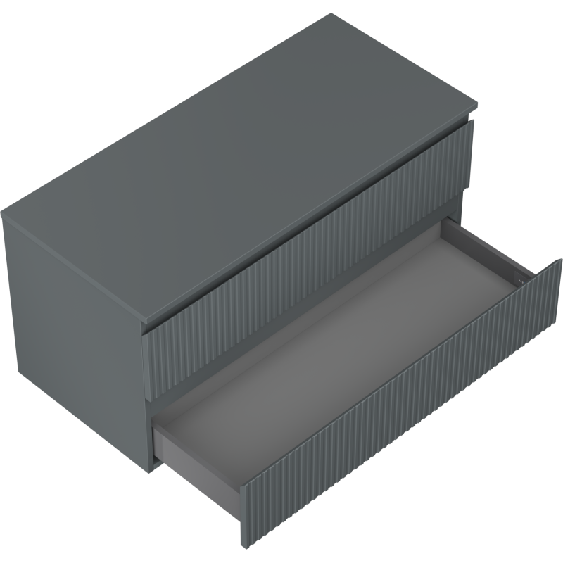 Mexen Rivel bathroom cabinet 100 cm with countertop, 2 drawers, grooved, matte graphite - 91A20-10047-2-BFFC66