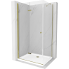 Mexen Lima folding shower cabin 90 x 80 cm, transparent, gold + Flat shower tray - 856-090-080-50-00-4010