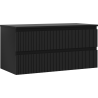 Mexen Rivel bathroom cabinet under sink 100 cm with countertop, 2 drawers, grooved, black matte - 91A20-10047-2-BFFC71