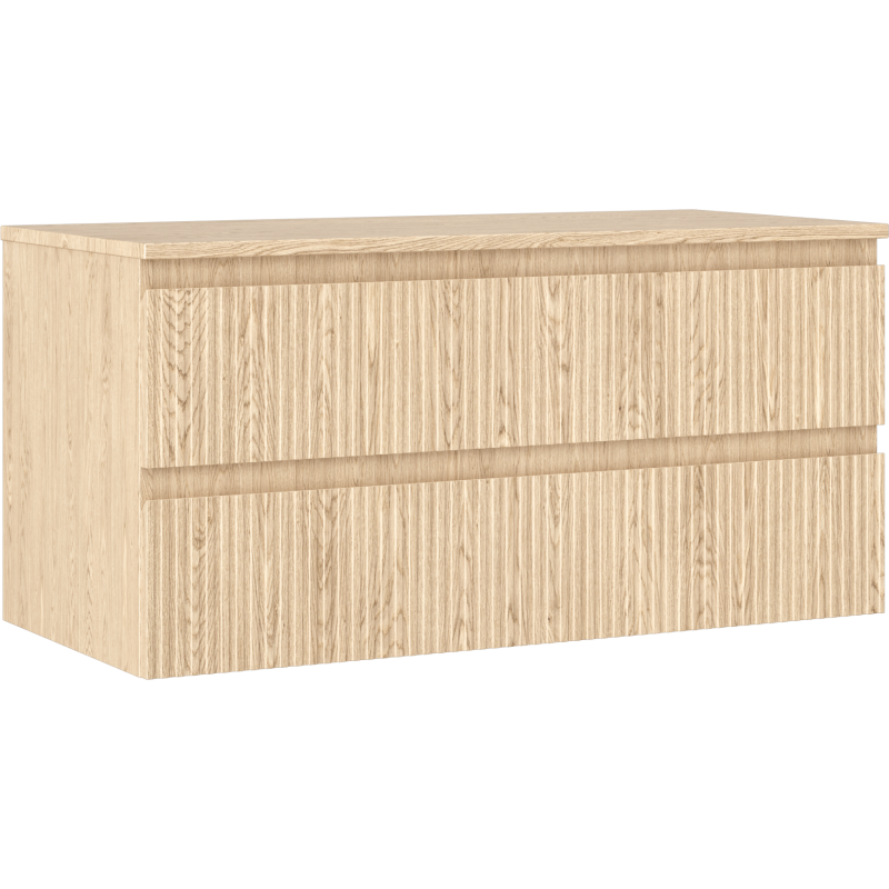 Mexen Rivel bathroom cabinet under-sink 100 cm with countertop, 2 drawers, grooved, oak - 91A20-10047-2-BFFC81