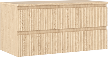 Mexen Rivel bathroom cabinet under-sink 100 cm with countertop, 2 drawers, grooved, oak - 91A20-10047-2-BFFC81