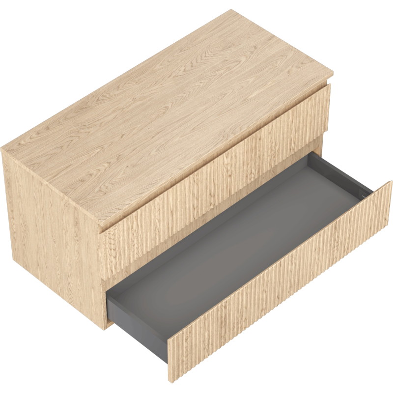 Mexen Rivel 100 cm under-sink bathroom cabinet with countertop, 2 drawers, grooved, oak - 91A20-10047-2-BFFC81