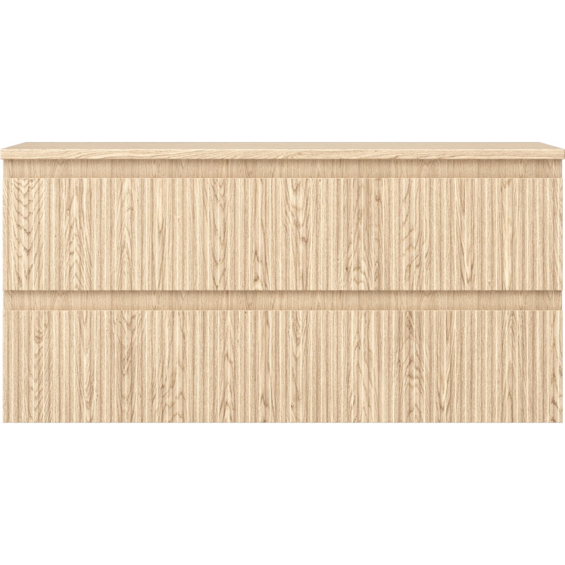 Mexen Rivel 100 cm under-sink bathroom cabinet with countertop, 2 drawers, grooved, oak - 91A20-10047-2-BFFC81