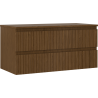Mexen Rivel bathroom cabinet for washbasin 100 cm with countertop, 2 drawers, fluted, walnut - 91A20-10047-2-BFFC86