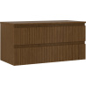 Mexen Rivel bathroom cabinet under sink 100 cm with countertop, 2 drawers, grooved, walnut - 91A20-10047-2-BFFC86